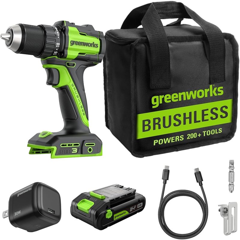 Greenworks 24V brushless drill kit