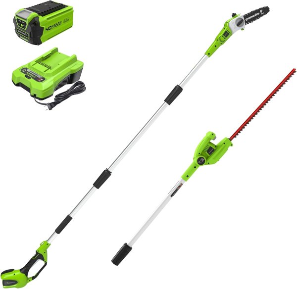 Greenworks 40V pole saw + hedge trimmer kit