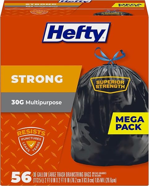 Hefty 30-gal trash bags 56 ct