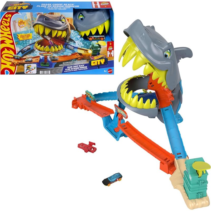 Hot Wheels Shark Chomp Beach playset