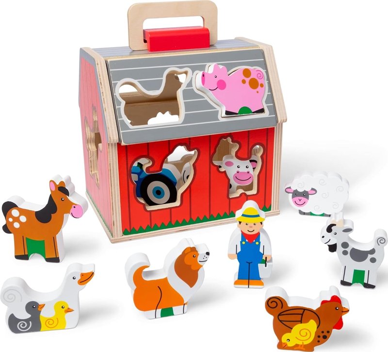 Melissa & Doug wooden toy barn 11-pc