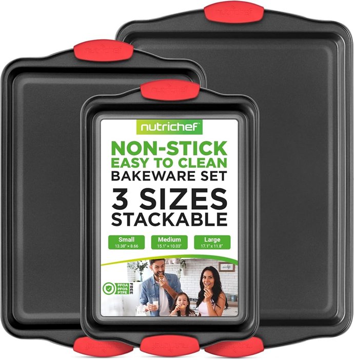 NutriChef 3-pc nonstick cookie pans