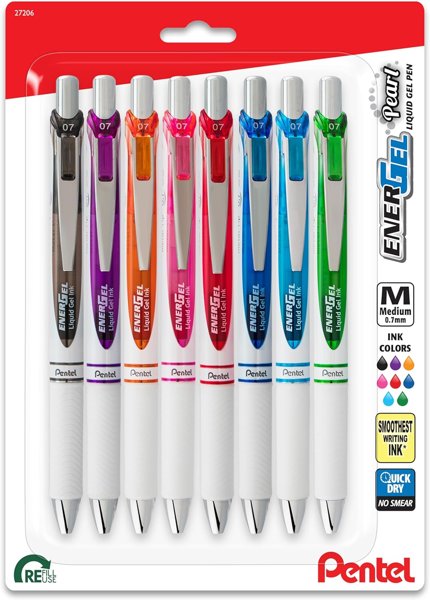 Pentel EnerGel Pearl gel pens 8pk