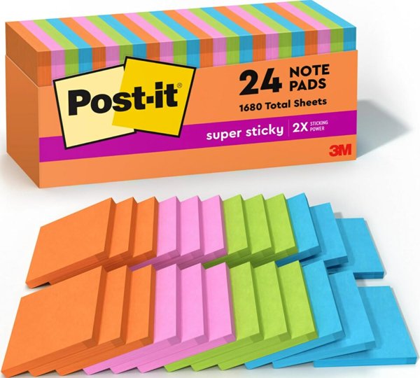 Post-it Super Sticky notes, 24 pads