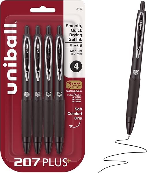 uniball 207 Plus+ gel pens 4-pack