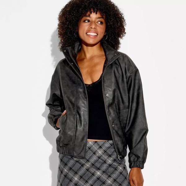 Wild Fable faux leather bomber
