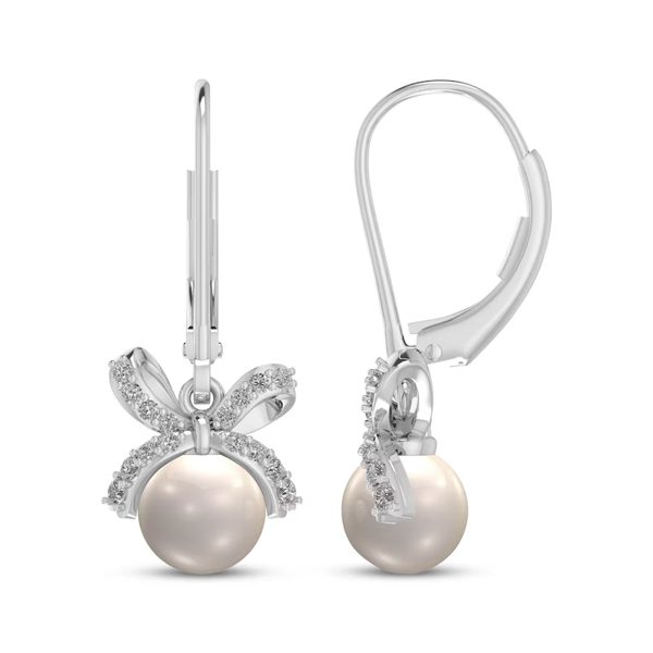 Kay pearl bow drop earrings