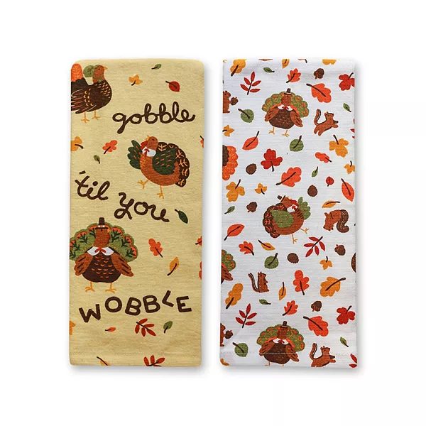 Fall turkey kitchen towels, 2-pc