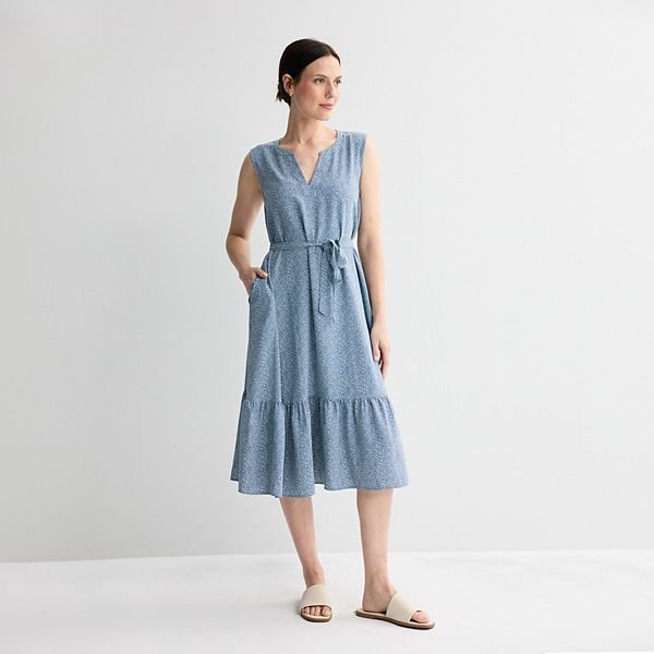Croft and Barrow Y-neck tie waist dress