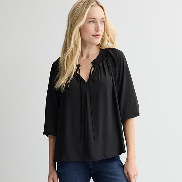 Nine West tie neck popover blouse