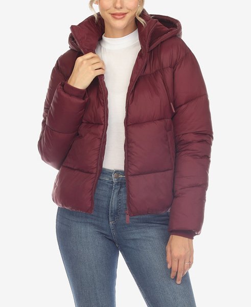 White Mark hooded puffer jacket