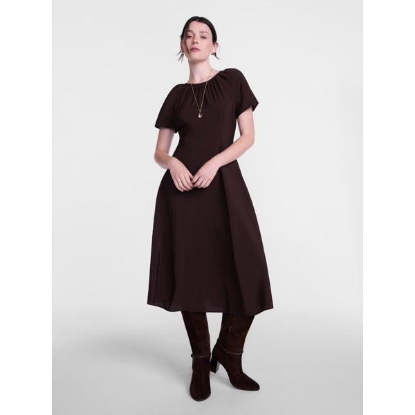Scenario puff-sleeve seamed dress