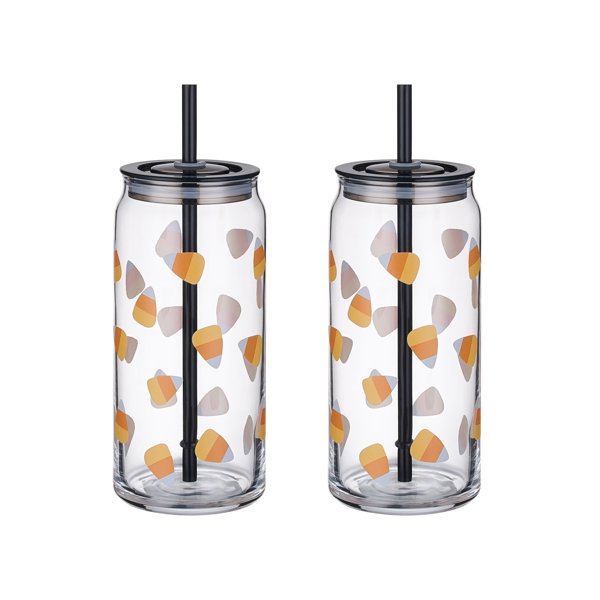 Halloween glass can tumblers 2-pack