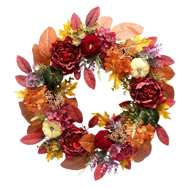Peonies and hydrangeas fall wreath 24 in